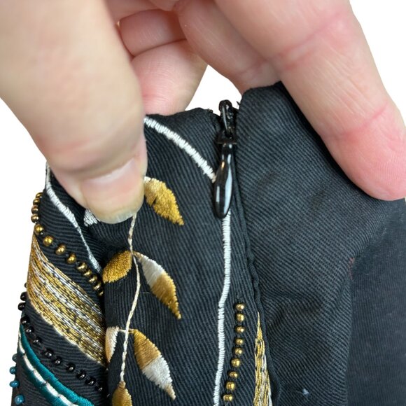 H&M Southwestern print mini skirt, size 14, fringe, sequins/beads - Picture 6 of 16